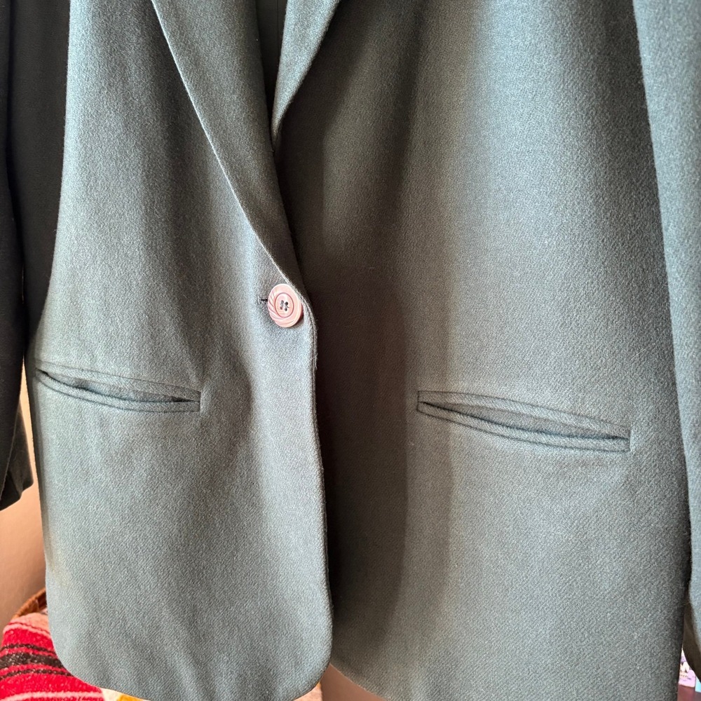 Y2K Dark Academia Forest Green Pure Wool Blazer Sag Harbor - 12 - Picture 4 of 10